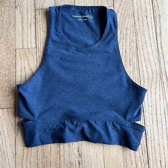 Outdoor Voices Back Cutout Sports Bra Blue great condition - Picture 2 of 5